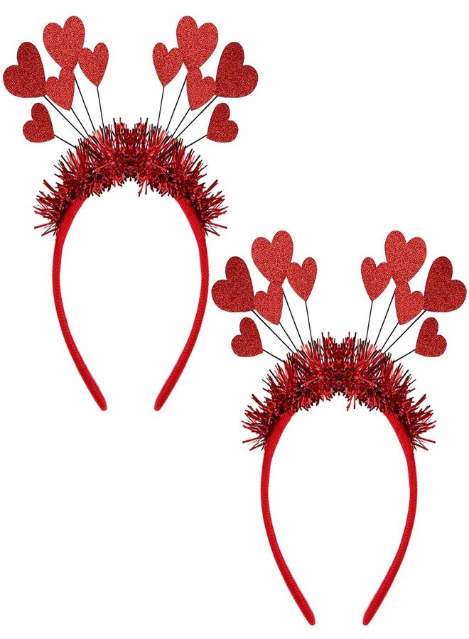 سي بلو طقم CBLUO مكون من قطعتين من عصابات الرأس على شكل قلب لعيد الحب، حلقات شعر حمراء على شكل قلب، إكسسوارات شعر نسائية للعطلات والمهرجانات والحفلات التنكرية وحفلات الزفاف والهالوين والمسيرات وأعياد الميلاد - Image 1